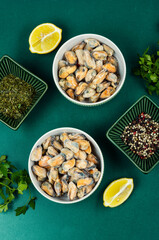 Frozen seafood mussels.