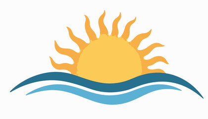 Abstract sun rising over geometric waves, summer warmth