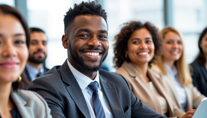Obraz premium Team meeting highlights strengthened collaboration and engagement in a corporate environment