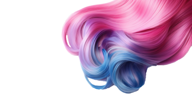 Multi-colored wig design elements on transparent background. PNG