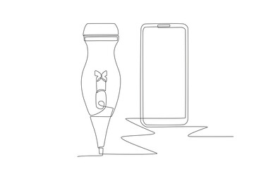 Butterfly iQ+. AI-powered health tools concept one-line drawing