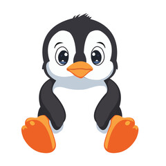 Baby Penguin Sitting – Vector Illustration