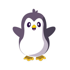 Cartoon Penguin with Open Arms – Flat Vector Character


