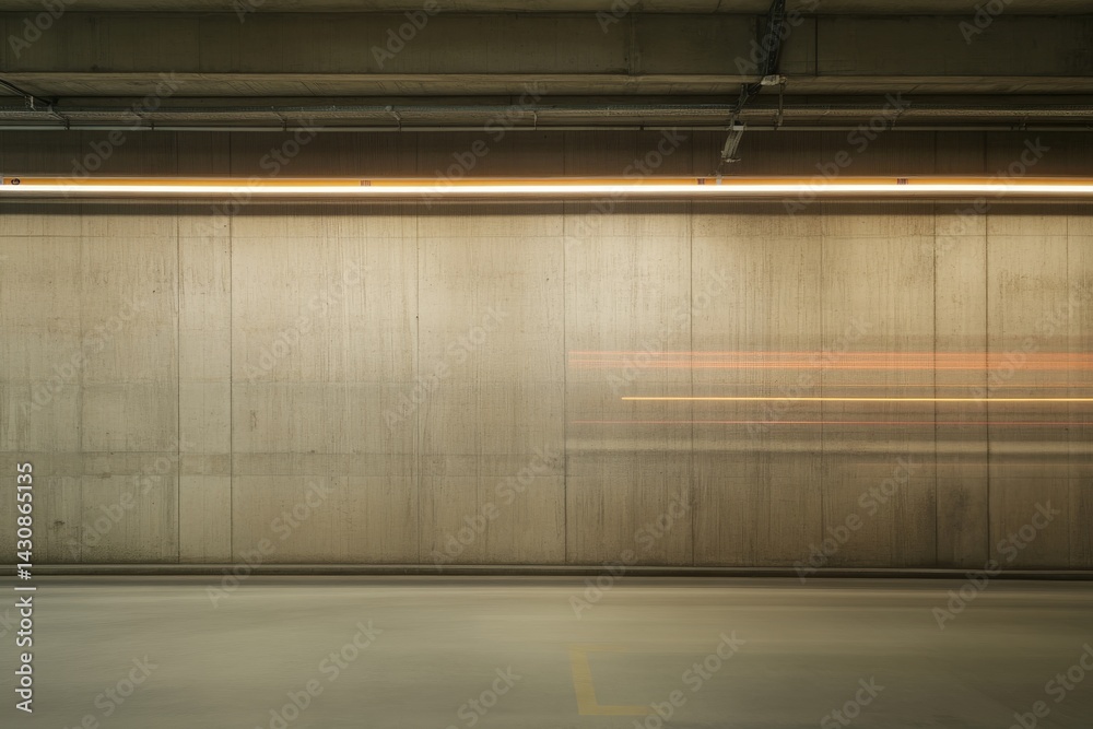 Poster a metallic pipe elegantly curves through a factory, reflecting light against a textured concrete wal