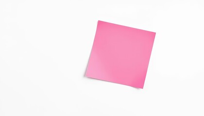 Close-up of a single pink sticky note on a clean white background,  post it,  organization