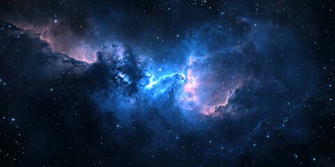Fototapeta premium A vast cosmic landscape filled with deep black space and faintly glowing nebulae