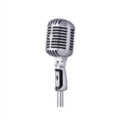 Fototapeta premium Vintage microphone silver color isolated on white background