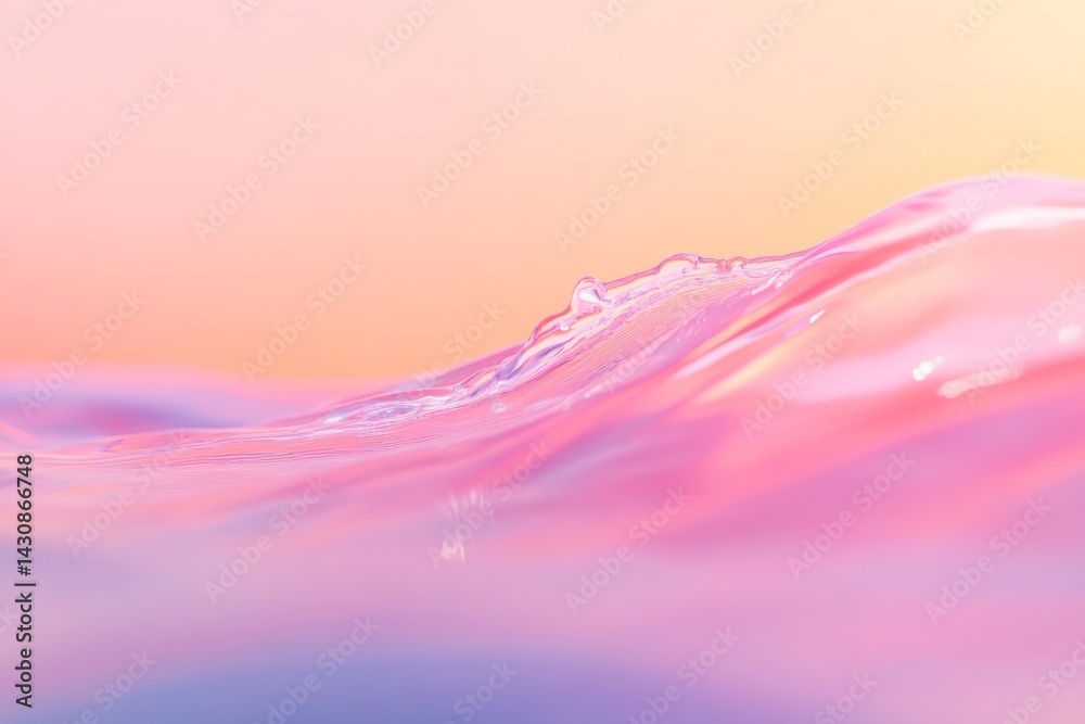 Poster clear liquid splashes in mid-air, forming graceful curves against a soft pastel backdrop, creating a