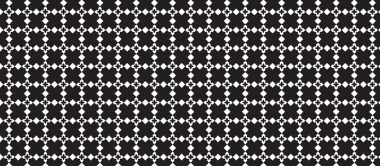 Black and White Diamond Cross Pattern – Geometric Grid Tile, Symmetrical Repeating Design for Textures, Wallpaper, and Fabric Prints