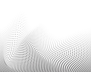 Random wavy square halftone pattern. Dotted repetitive circle abstract background. Modern digital and print pattern texture. AI technology dotted pattern. Vector illustration editable background.