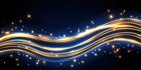 Abstract Golden And Blue Light Wave Background