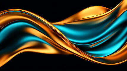 Vibrant Flow of Blue and Orange Fabric Waves Creates a Stunning Artistic Display in Abstract Design