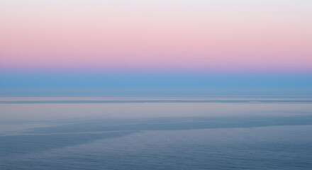 Serene Ocean Horizon at Dusk, Tranquil Waters and Pastel Sky Gradient