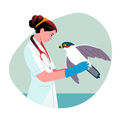 A flat style illustration showing wildlife rehabilitation