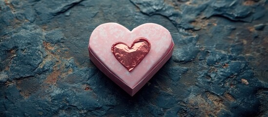 Pink heart box on stone; gift, love