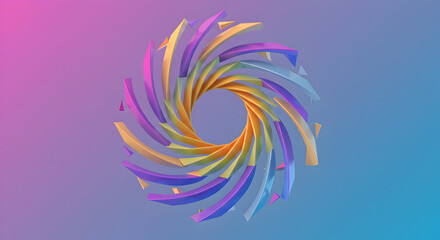 Obraz premium Vibrant Circular Arrangement Of Geometric Shapes With Swirling Motion Background