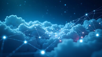 Cloud network abstract. Futuristic technology, data connection. Best for tech, business, science visuals.