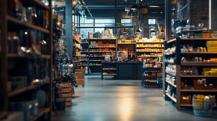 Fototapeta premium Warehouse aisle with organized shelves