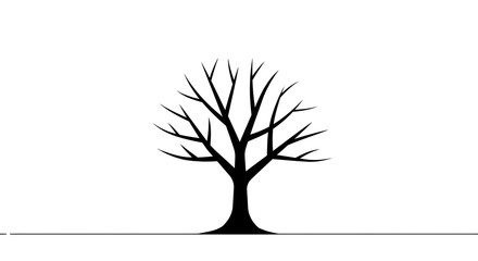 Fototapeta premium Bare Tree Silhouette Stands Alone In Minimalist Graphic Illustration