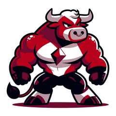 Bull mascot vector and illustration isolated on white background.