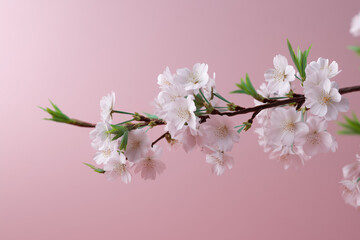 Obraz premium Sakura branch on a pink background.
