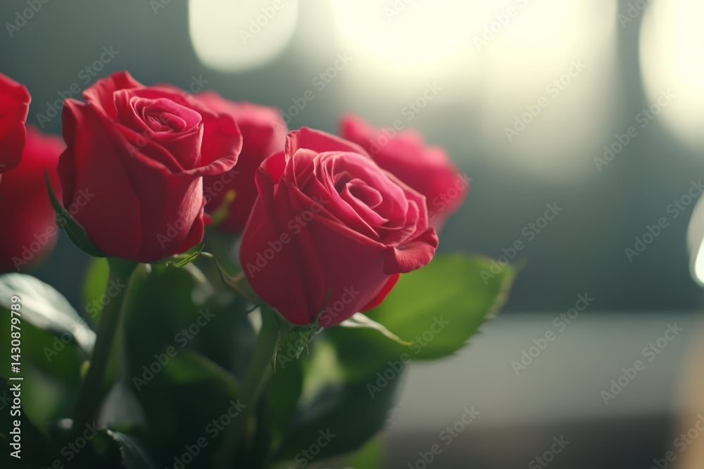 Leinwandbilder beautifully arranged roses with vibrant colors are highlighted in soft natural light, creating a rom