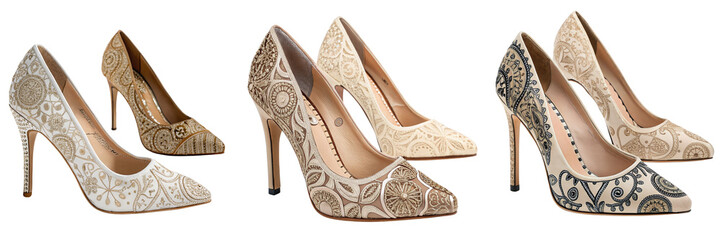 Obraz premium Set of A heels with design isolated on a transparent background