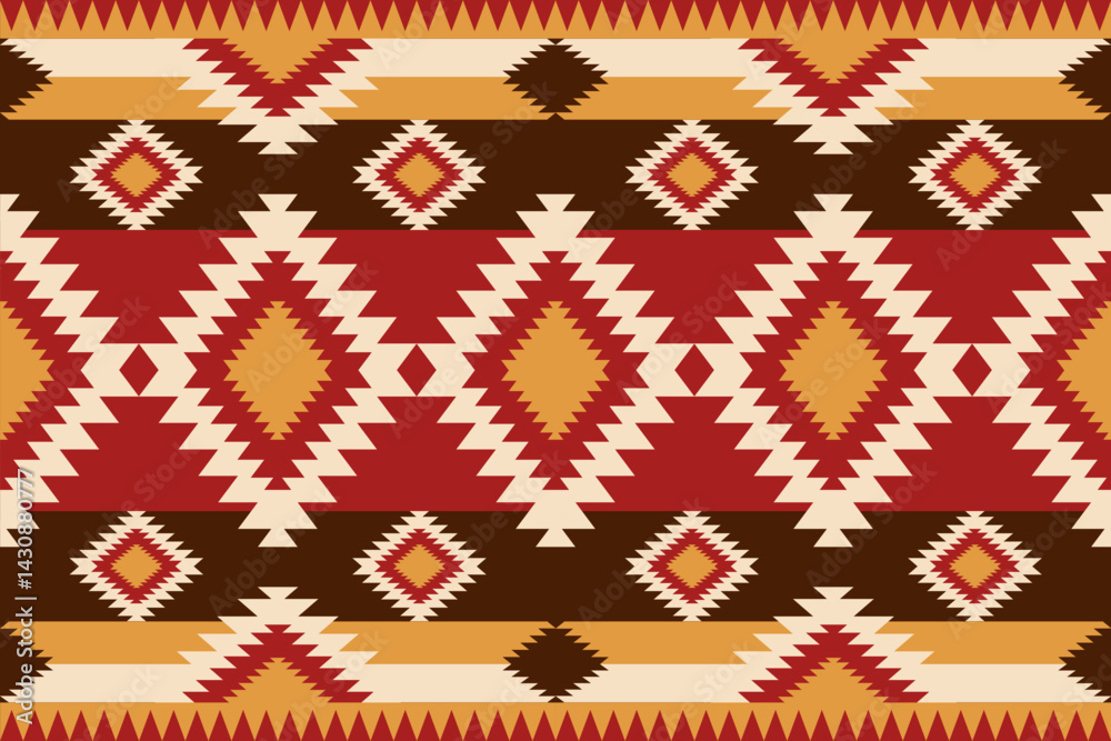 Poster an intricately designed southwestern textile features geometric patterns in warm colors providing a 