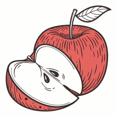 red apple with a worm