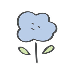 手書きの北欧風お花ちゃん（ブルー）