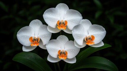 Plakat exotic orchids blooming in a tropical rainforest