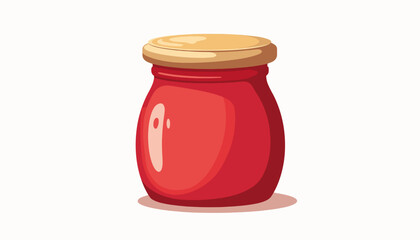 Vibrant strawberry jam jar on white background, freshness concept