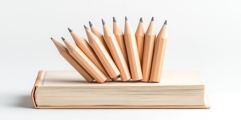 Obraz premium Pencils Balanced on a Closed Book Ready for Learning