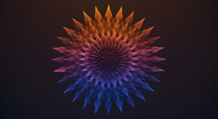 Radiant Starburst With Geometrical Petals Glowing in Gradient Hues