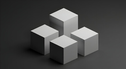 Obraz premium Abstract Arrangement Of Geometrical Cubes On Dark Background Presentation Template