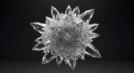 Intricate Geometric Crystal Structure Glowing Against Dark Background