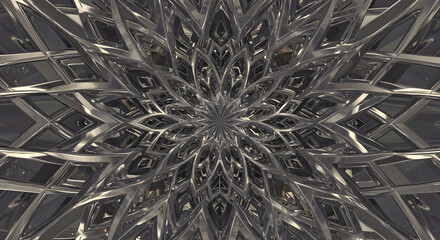 Intricate Chrome Geometries An Abstract Exploration Of Reflected Surfaces