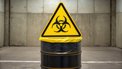 Warning Sign for Hazardous Waste in Industrial Environment