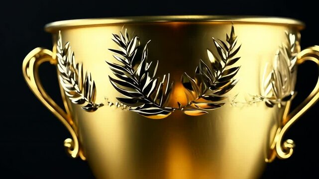 gold cup with a ribbon