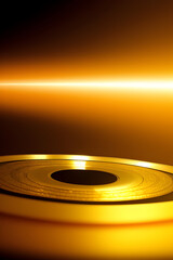 Floating Gold Discs Abstract Background with Light and Shadow Effects