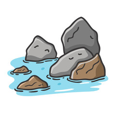 rocks by shoreline icon, rocks by shoreline vector illustration-simple illustration of rocks by shoreline, perfect for rocks by shoreline logos and icons