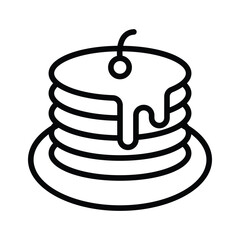 A linear style icon of pancakes with cherry topping on it