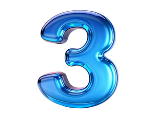 Fototapeta premium Shiny Blue Number 3 Balloon: Perfect for Parties and Celebrations