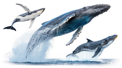Fototapeta premium Shark Silhouettes with White Background