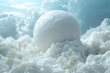 Artistic snowy landscape with white tree high resolution picture