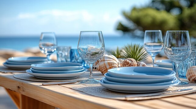 Coastal outdoor dining setting
