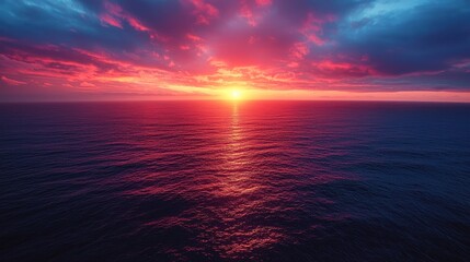 Fototapeta premium Ocean Sunset with Dramatic Sky and Vibrant Colors Reflecting on Water