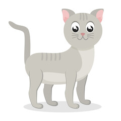 Cute cat in flat style. Vector illustration on white background.