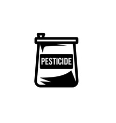 Pesticides bag icon vector in black color on white background.