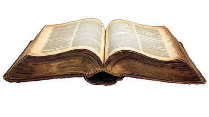 Obraz premium An old open book with aged pages is isolated on a transparent background, representing literature and the knowledge found within its text